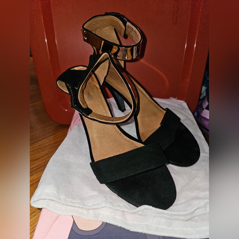 JEFFERY CAMPBELL Heels for Free People SZ 10 Black/Gold